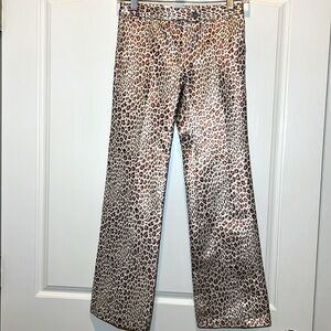 Bonpoint Paris pink, red in cream leopard print dress pant. Sz 12